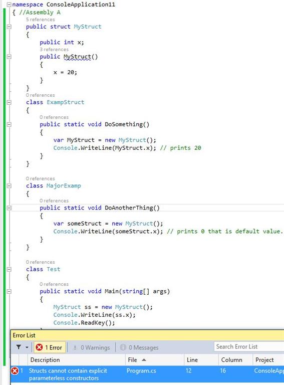 parameterless code errors